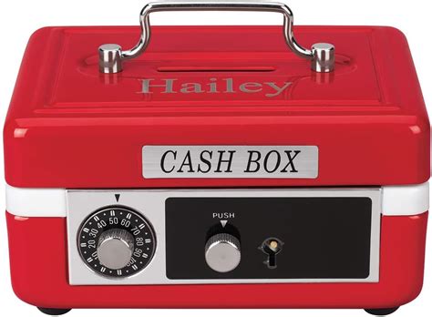 Personalized Children’s Cash Box, Metal Piggy Bank Lockbox 